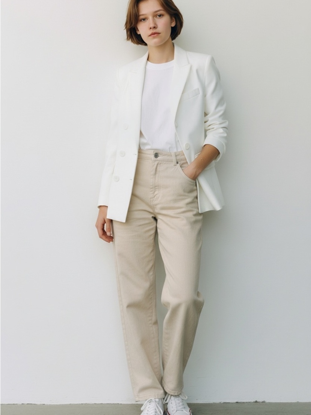 Express White Double Breasted Blazer Size 2 Tailored